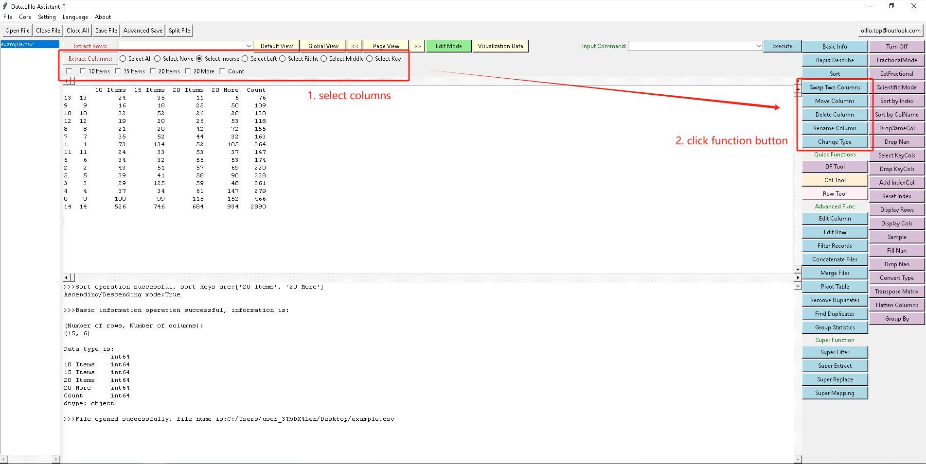 How to Operate on Columns in Data.olllo