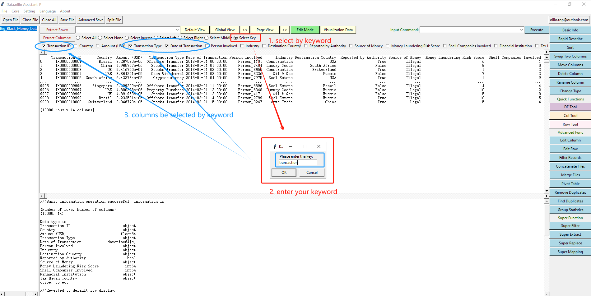 Column Selection Options