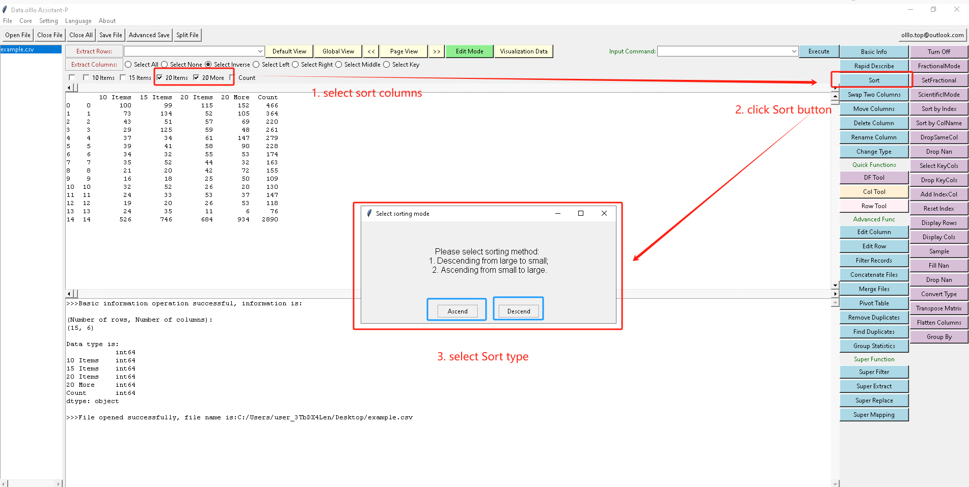 How to Sort Data in Data.olllo