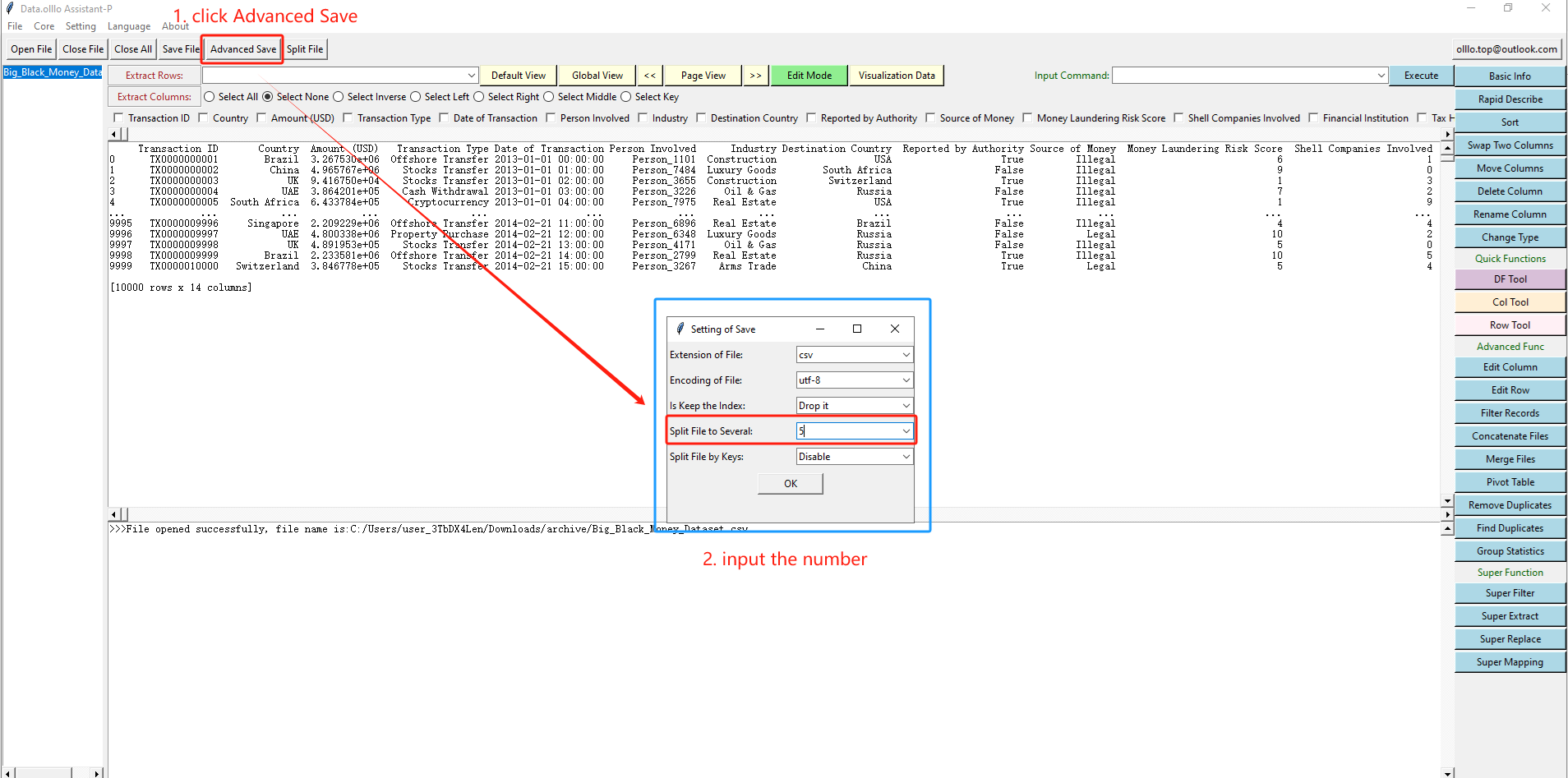 How to Split Your Data File into Several Files with Data.olllo